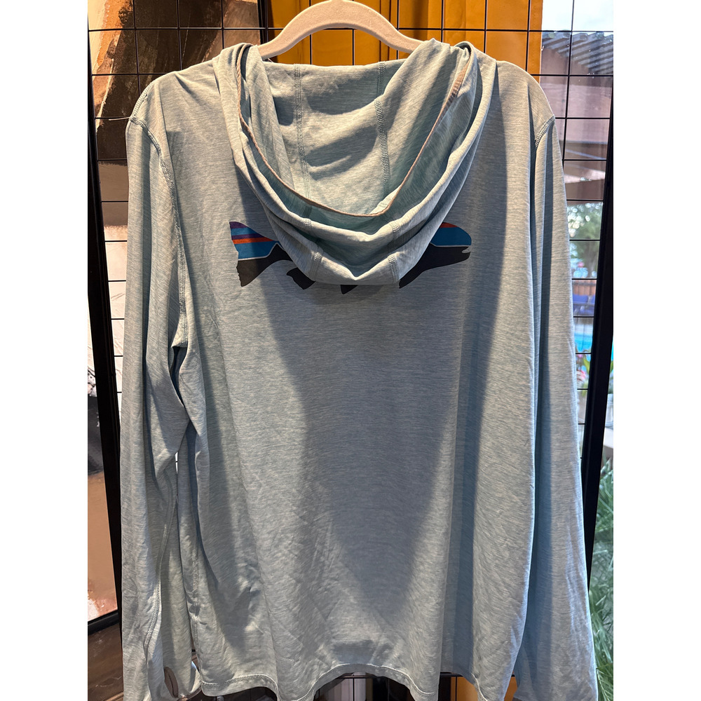 Patagonia Light Blue Long Sleeve Hooded Shirt - Picture 4 of 5